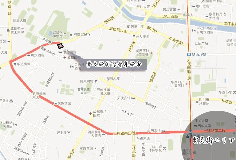 電気街エリアへのルート地図