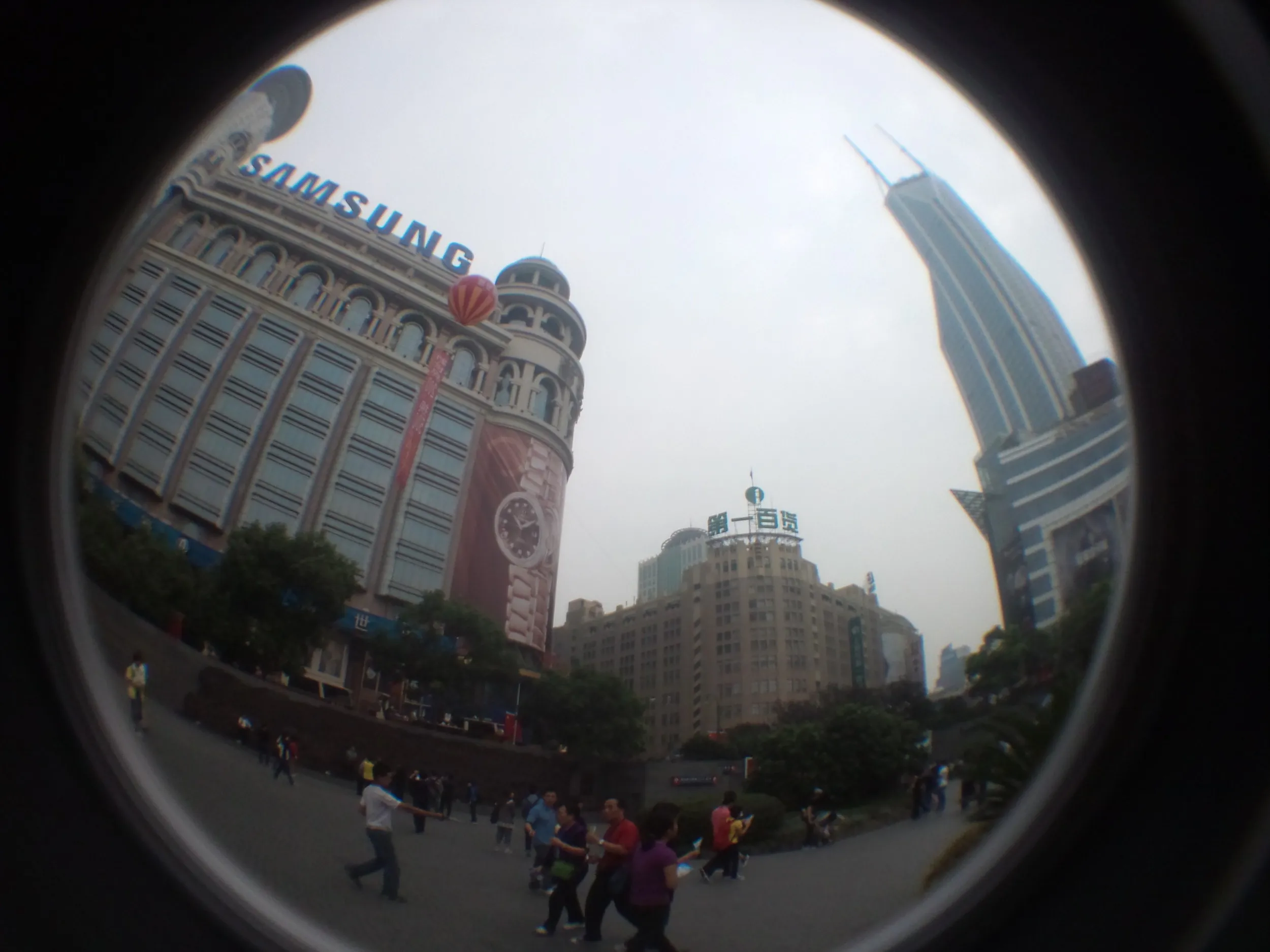南京歩行街付近(魚眼レンズ撮影)